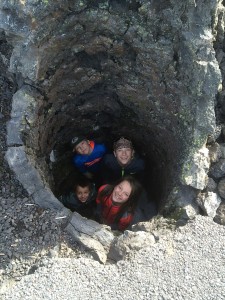 Inside a "tree" at Lava Forest. A volcanic eruption left impressions around the trees. We call what we do with our kids "Road Schooling". Each new region offers rich and unique opportunities for our kids to learn.